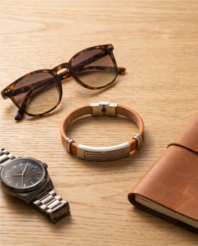 Preview: Herren Kunstleder-Armband Braun & Edelstahl