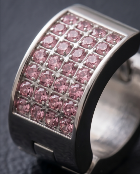 Preview: Edelstahl Klapp-Creolen „Blossom Pink“