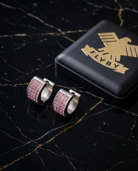Preview: Edelstahl Klapp-Creolen „Blossom Pink“