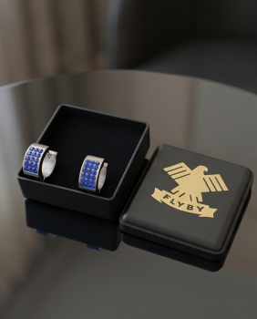 Edelstahl Klapp-Creolen „Midnight Blue“