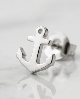 Preview: Edelstahl Ohrstecker Anker mit Etui 7x7 mm