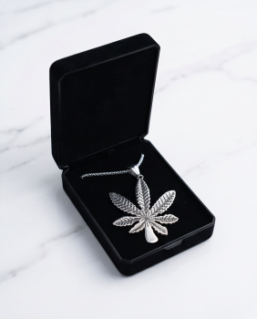 Preview: Edelstahl Kette Hanfblatt Cannabis