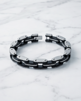 Edelstahl-Armband "Industrie" mit PVC-Gliedern