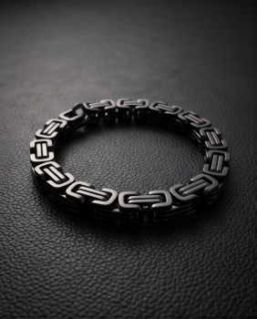 Herren Königsketten-Armband "Rebel" Schwarz im Used-Look
