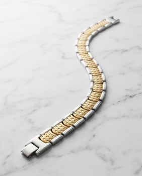 Armband Bicolor "Struktur" Gold & Silber