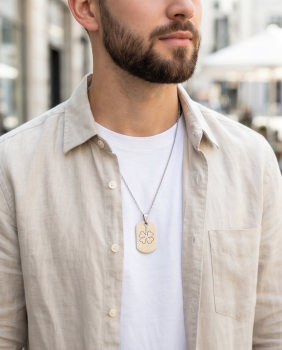 Preview: Edelstahl Halskette Dog Tag Kleeblatt