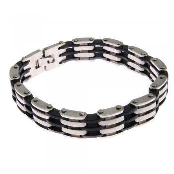 Armband Schwarz Silber aus Edelstahl