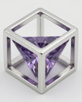 Preview: Exklusiver Würfel Anhänger 925 Silber violett am Model