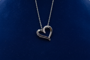 Herz Anhänger 925 Silber Schwarz Weiß