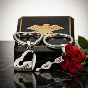 Pärchen Schlüsselanhänger Herz Pfeil graviert „I Love You“ – Perfektes Liebesgeschenk