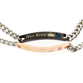 Partner Armband Set King und Queen Edelstahl