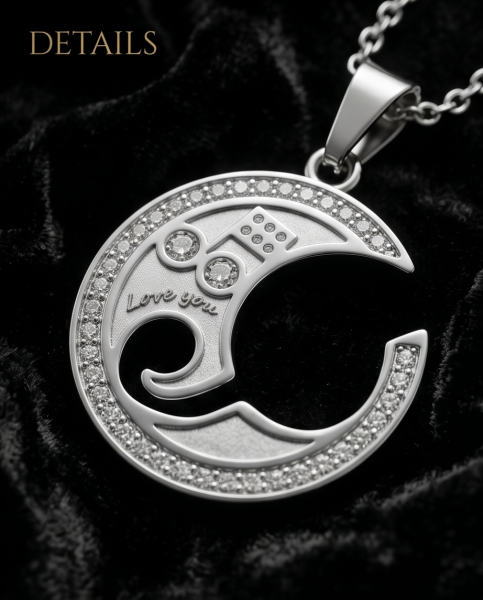 Partnerkette Notenschlüssel Inlay Schwarz-Silber | Edelstahl
