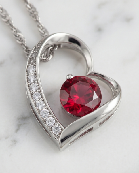 Funkelnder Herz Anhänger 925 Silber Rot