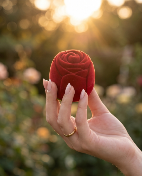 Romantische Rosen-Ringbox | Etui für Verlobung & Hochzeit