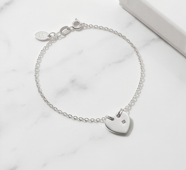 Herz Armband 925 Silber mit Quarz