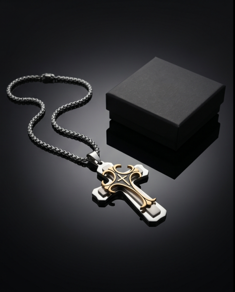 Anhänger Doppeltes Kreuz Silber & Gold