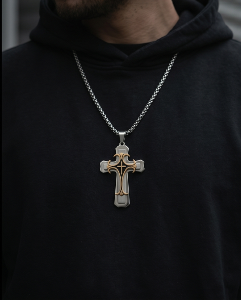 Anhänger Doppeltes Kreuz Silber & Gold