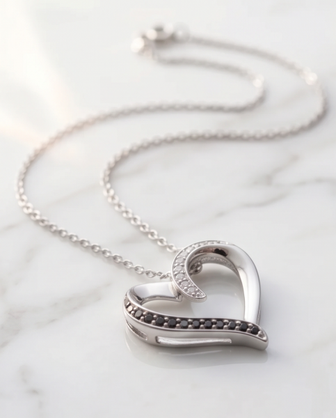 erz-Anhänger 925 Silber Schwarz-Weiß mit Zirkonia & Kette