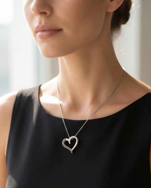 erz-Anhänger 925 Silber Schwarz-Weiß mit Zirkonia & Kette