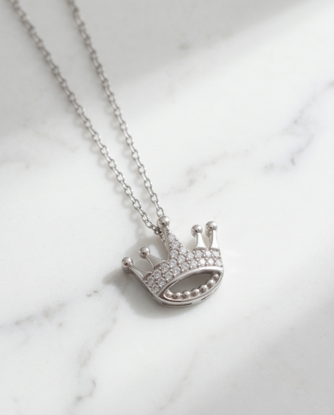 Kronen Anhänger 925 Silber mit Kette