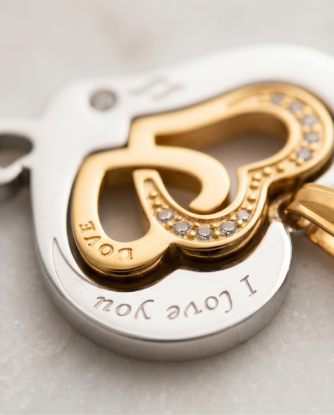 Partnerkette 3 Herzen Gold-Silber | Edelstahl & Zirkonia