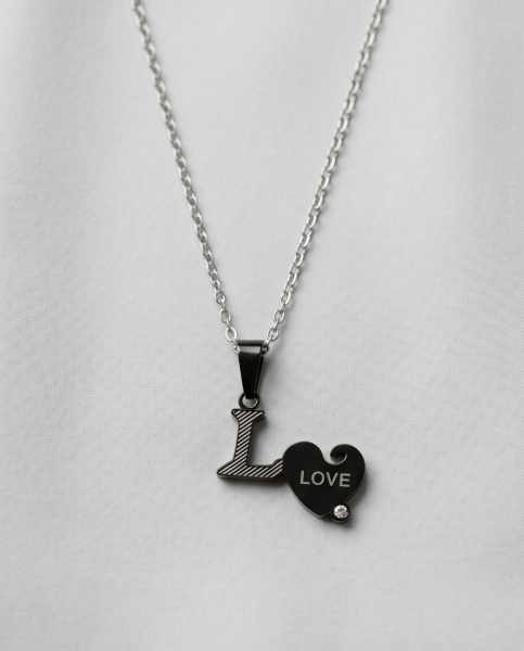 Partnerkette LOVE Schwarz-Silber | 316L Edelstahl