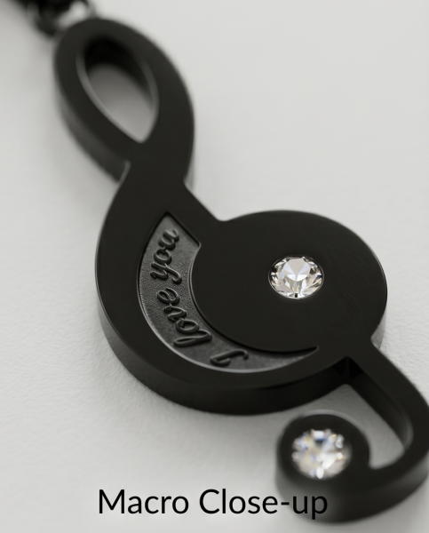 Partnerkette Notenschlüssel Inlay Schwarz-Silber | Edelstahl