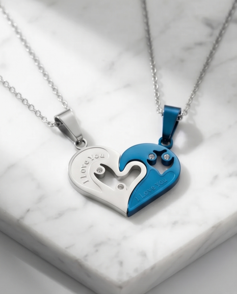 Partnerkette-Herz-Edelstahl-Blau-Zirkonia-Fachhandel