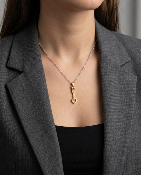 Partnerkette Herz & Pfeil Gold-Silber | Edelstahl