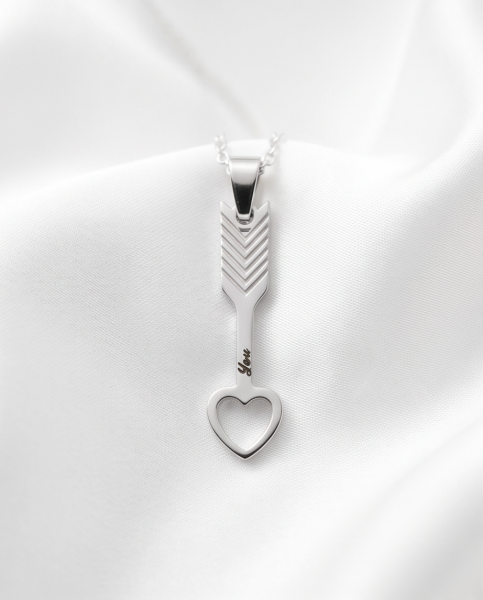 Partnerkette Herz & Pfeil Silber | Edelstahl
