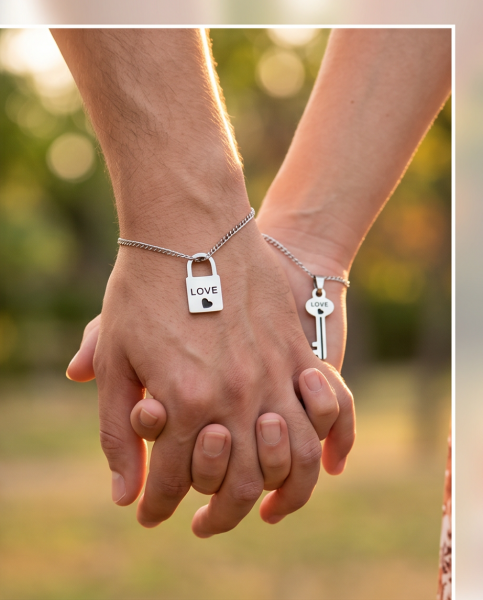 Partnerkette Schloss & Schlüssel aus Edelstah