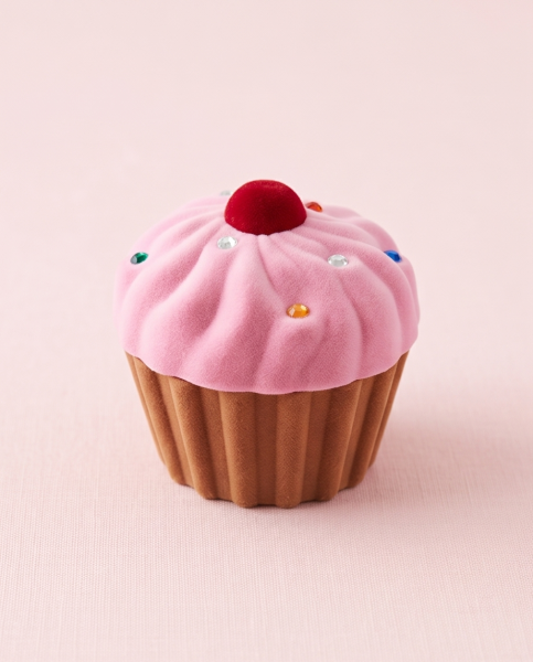 Cupcake Ringbox aus Samt Rosa