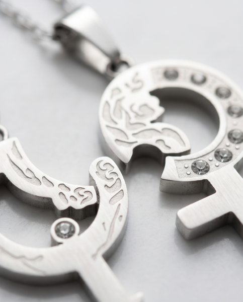 Mars & Venus Partnerketten Edelstahl Silber