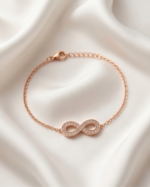 Edelstahl Armband Infinity Roségold Zirkonia