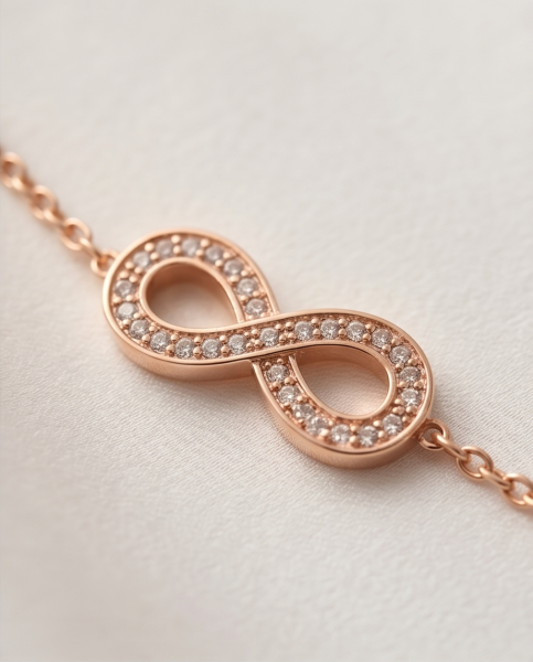 Edelstahl Armband Infinity Roségold Zirkonia