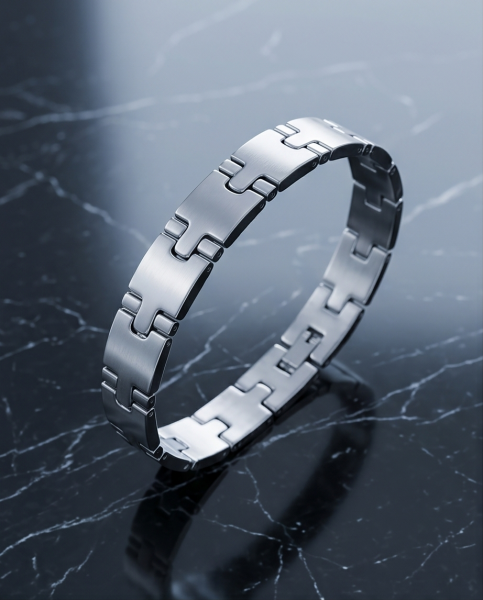 Herren Edelstahl-Gliederarmband Hochglanz