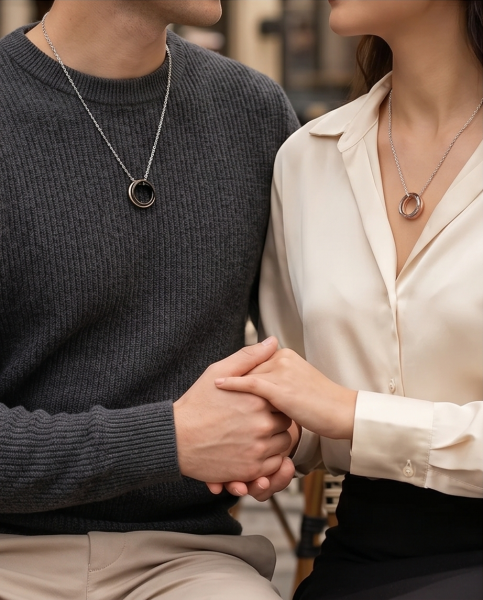 Edelstahl Partnerketten-Set "I will always be with you"