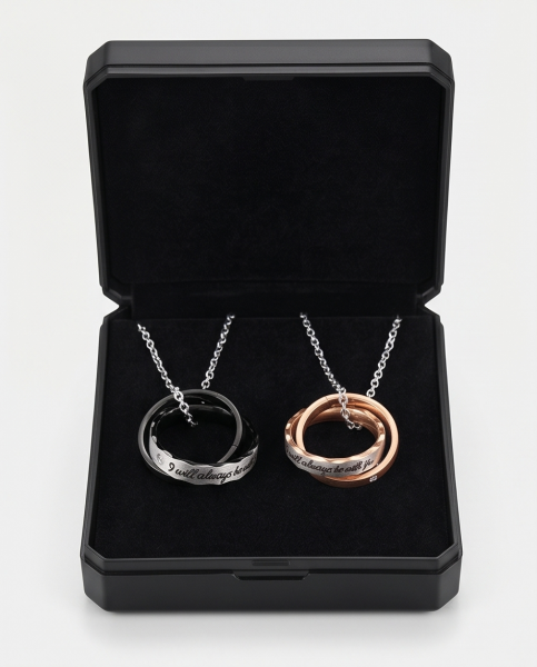 Edelstahl Partnerketten-Set "I will always be with you"