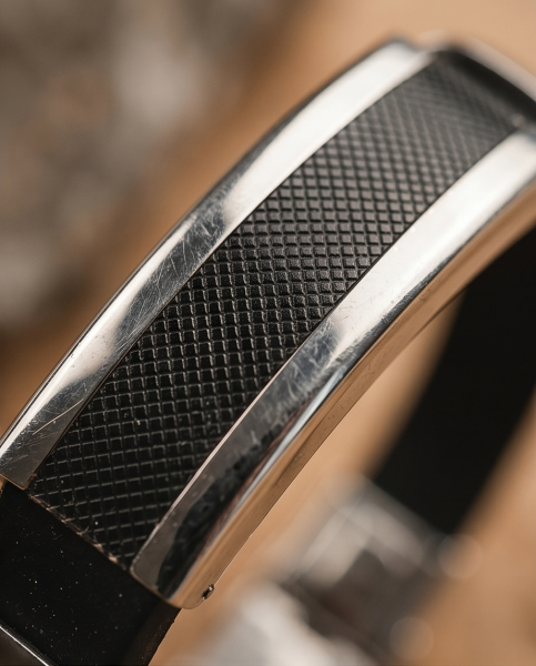 Herren Kunstleder-Armband Schwarz mit Carbon-Optik