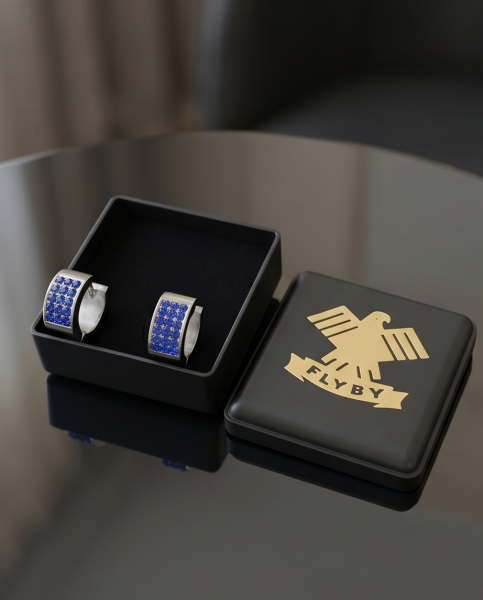 Edelstahl Klapp-Creolen „Midnight Blue“