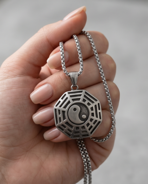 Edelstahl Kette Yin Yang Bagua