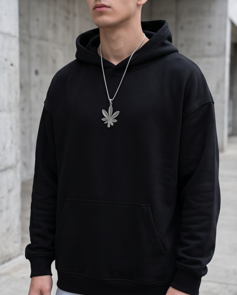 Edelstahl Kette Hanfblatt Cannabis