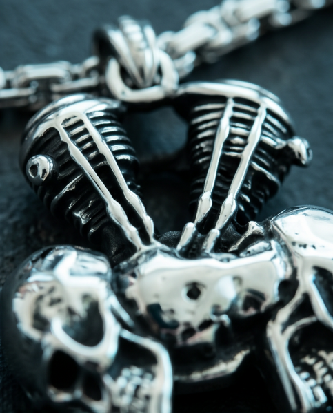 Edelstahl Königskette "Motor Totenkopf" Anhänger