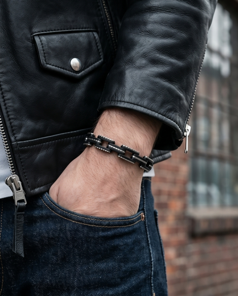 Edelstahl-Armband "Industrie" mit PVC-Gliedern