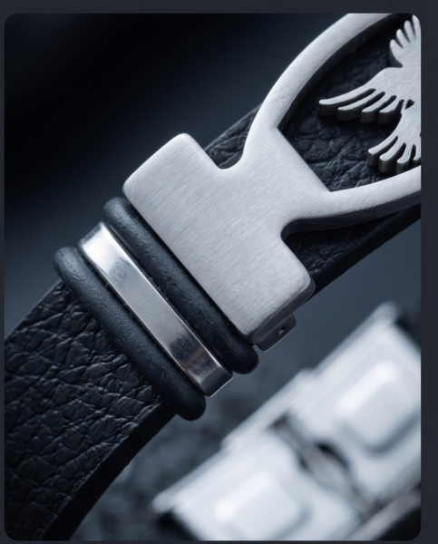 Herren Kunstleder-Armband "Falcon" mit Adler-Plakette