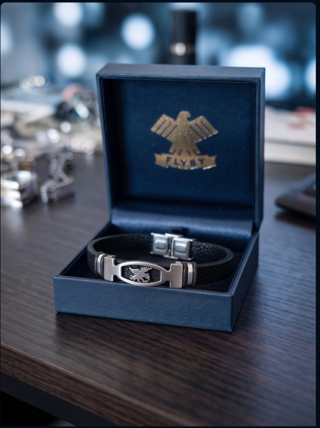 Herren Kunstleder-Armband "Falcon" mit Adler-Plakette