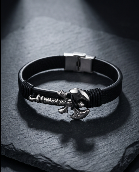 Herren Leder-Armband "Ragnar" mit Wikinger-Axt