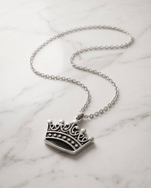Edelstahl Damen-Halskette "Tiara" mit filigranem Kronen-Anhänger