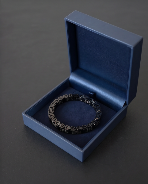 Herren Königsketten-Armband "Rebel" Schwarz im Used-Look