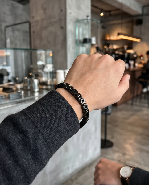Herren Königsketten-Armband "Rebel" Schwarz im Used-Look